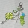 Anime Green Four Leaf Clover Cosplay Keychain Keyring Phone Chain Key Chain Star Colorful Button Pendant Jewelry Accessory Props