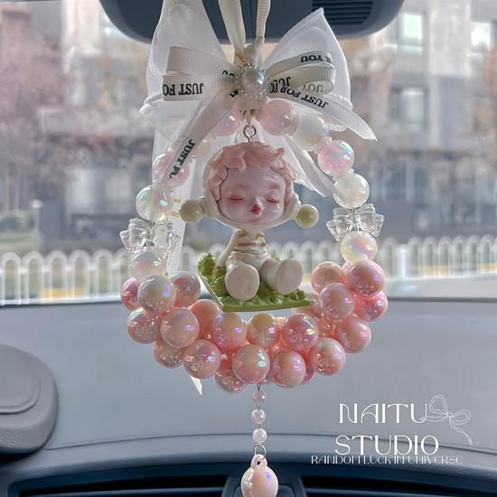 Compatible Bubble Temperature Car Mirror Bow Decoration Gift