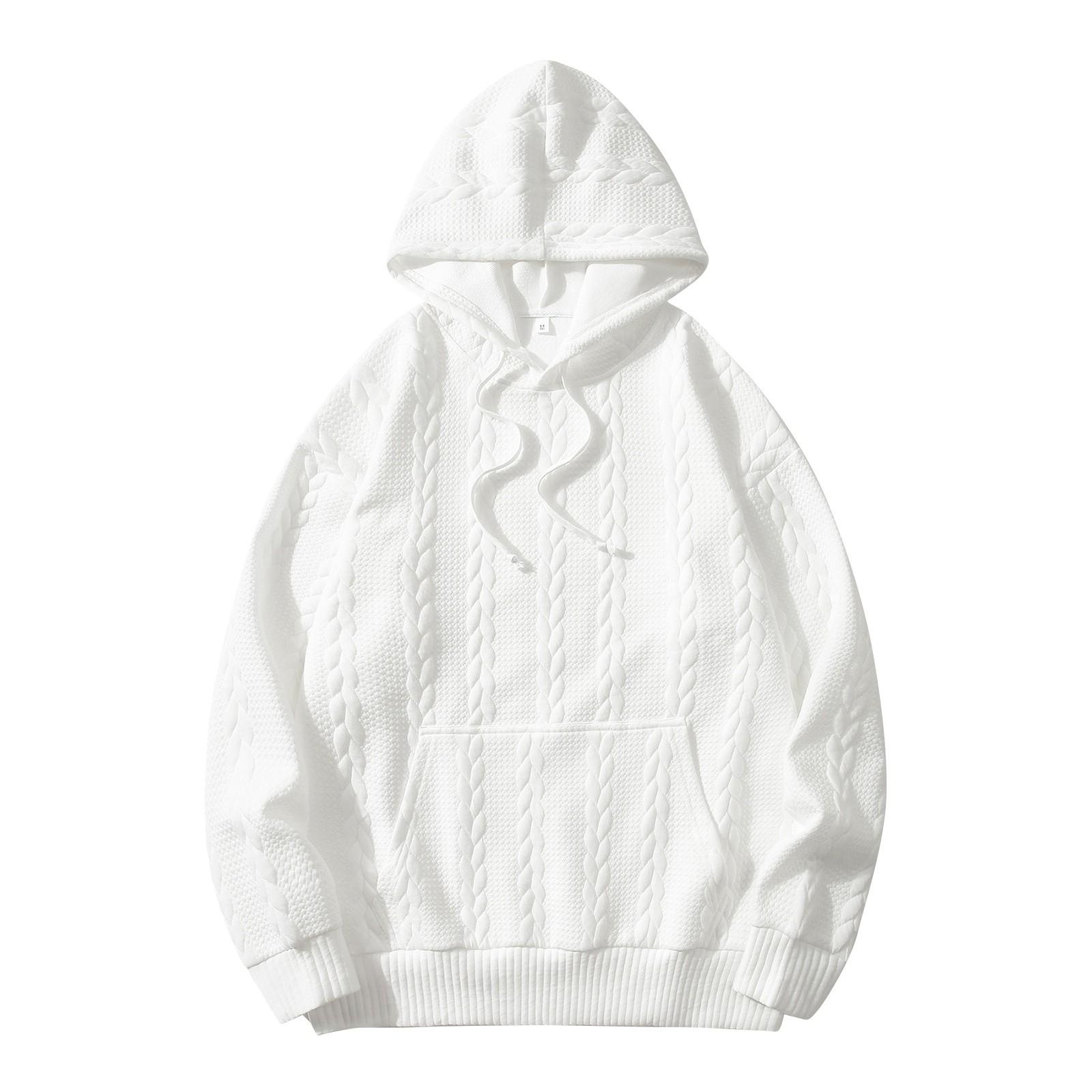 

Мужская однотонная повседневная толстовка с капюшоном, длинный рукав, пуловер, толстовка XXL белый