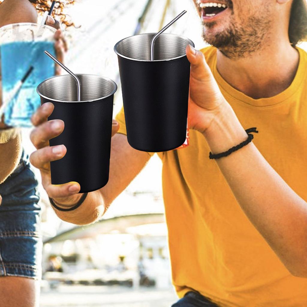 Pack Of 4 Chic Drinking Cups Stainless Steel Kids Cups Durable Metal Drinking Glasses For Camping And Everyday Use