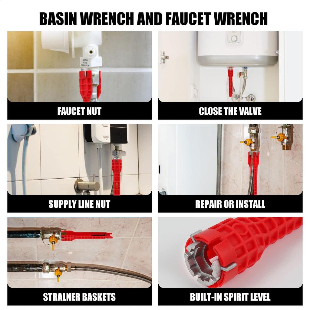 Multifunktionaler Sanitärschlüssel, Beckenboden-Führungshülse, Demontage, Wasserhahn, Rohr, Waschbecken, nur Sanitär-Installationswerkzeug