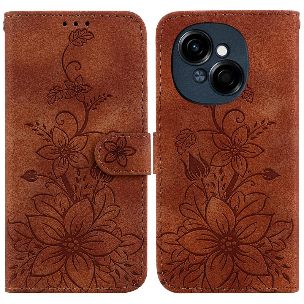 For TECNO Spark Go 2025/Spark Go 1/Pop 9 4G Case Lily Flower Imprint Leather Phone Cover with Stand