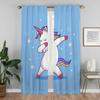Elegant Room Curtains for Camera Cute Cartoon Unicorn Partition Living Room Curtain Tulle for Bedroom Halloween Decoration Child