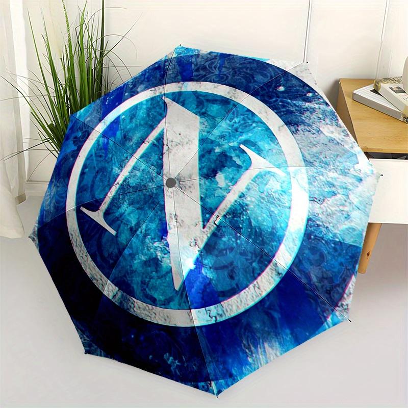 

1pc Blue Circular Pattern with N Umbrella with Plastic Handle,Suitable for All Seasons Home Travel Outdoor UmbrellaM1163