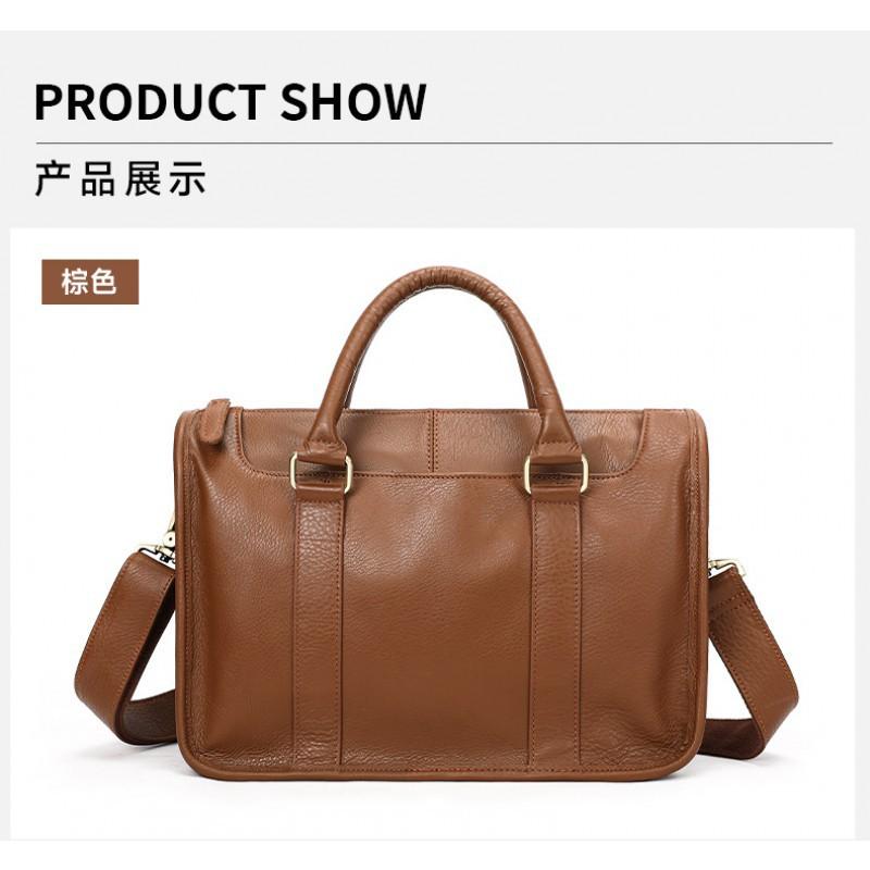 Genuine Leather Men's Business Travel Pillow Bag Classic Handbag Casual Versatile Shoulder Briefcase Cowhide