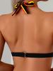 2025 Vibrant Striped Three-Point Backless Bikini