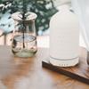 Essential Oil Diffuser Humidifier Ceramic Rhomboid Aromatherapy Diffuser Ultrasound Cool Mist Humidifier with 7 LED Lights