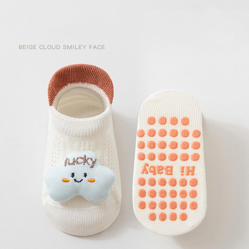 1 Paar Baby rutschfeste Bodensocken, Ultra dünke Netz-Cartoon Knöchelsocken, Nahtlose Flachzehen Anti-Rutsch Silikon-Griffe Kleinkindsocken für 0-3 Jahre