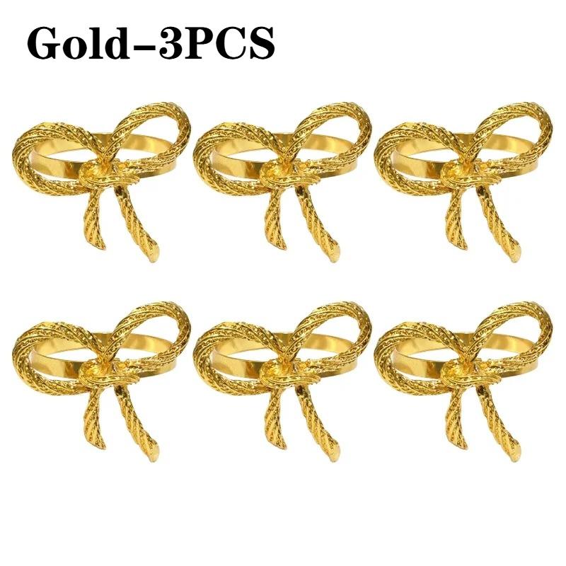 Bow Tie Napkin Rings Metal Table Decor Simple Elegant Design for Christmas Wedding Valentine's Day Party Dining Table Decor