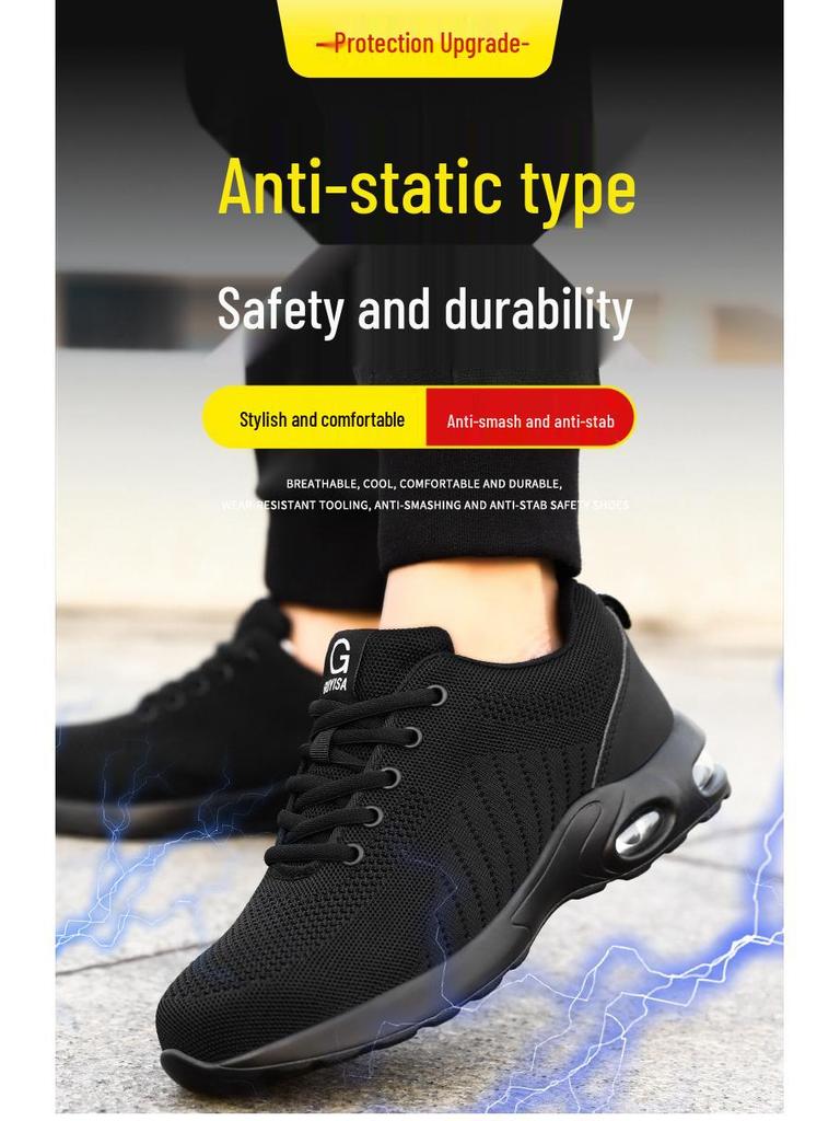 Męskie Lekkie Oddychające Antystatyczne Buty ze Stalowym Noskiem - Odporne na Zgniecenia, Odporne na Przebicie, Pyłoszczelne, Gotowe na Lato.