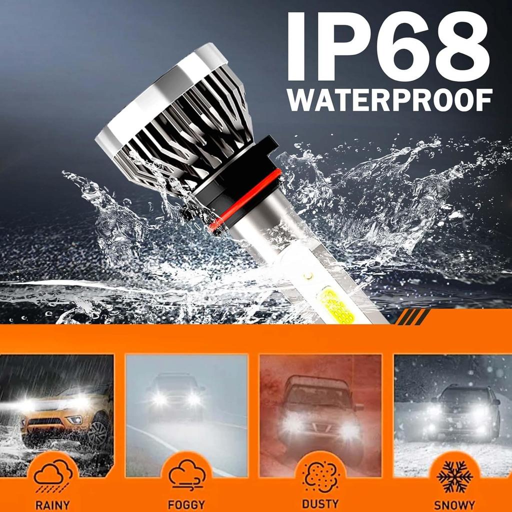 Compatible For Ford F150 2015 2016 2017 2018 Bulbs, 9005 High Beam + H11 Low Beam + 9140 Fog Light Bulbs Combo, 600% Brightness 6500K White, Plug