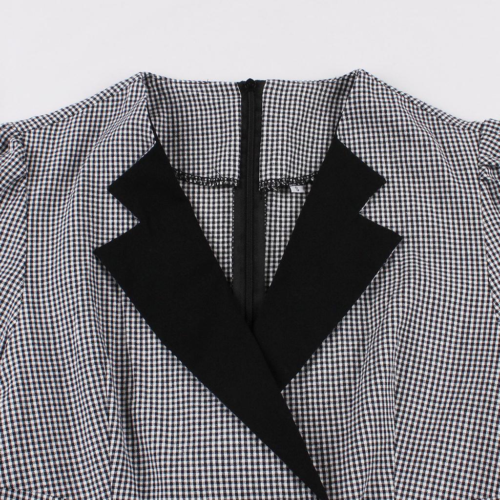 GMXIA Hepburn Style Sub Cut Black Waist Waist Seven-point Sleeve Vintage Elegant Swing Women's Dress Cotton