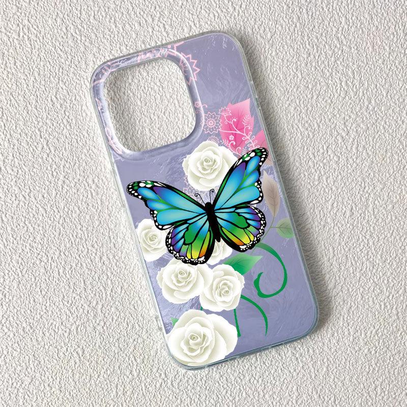 Flower Butterfly Large Hole Transparent Phone Case For Apple Iphone Niche Cute Girls Design