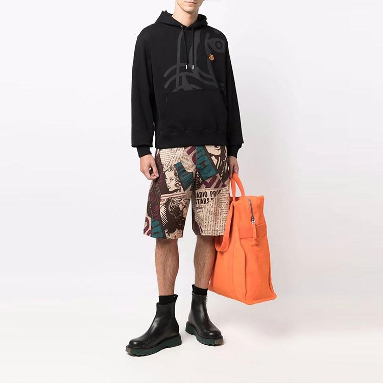 KENZO Sweatshirts Men's Black Hooded (Non-detachable) Moderate FB65SW3054MO-99