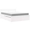 Bed with Drawers and Mattress White 140x200 Cm Solid Wood