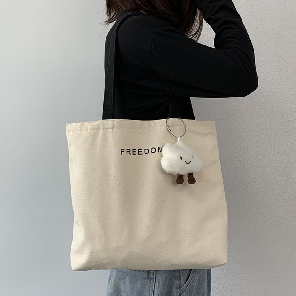 Letter Canvas Bag, Women's Shoulder, Japanese And Korean Style, Handbag, Large Capacity, Student Class Book Set