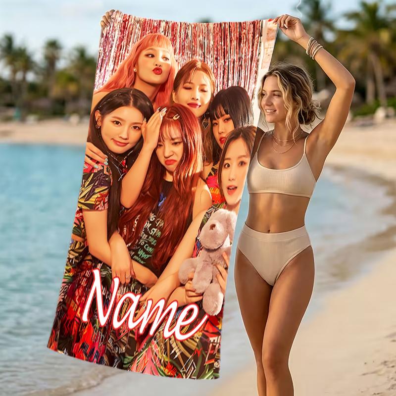 Customizable personalized beach towels (G)I-DLE themed designs.Suitable for the beach, yoga, sports;ideal as beach accessories