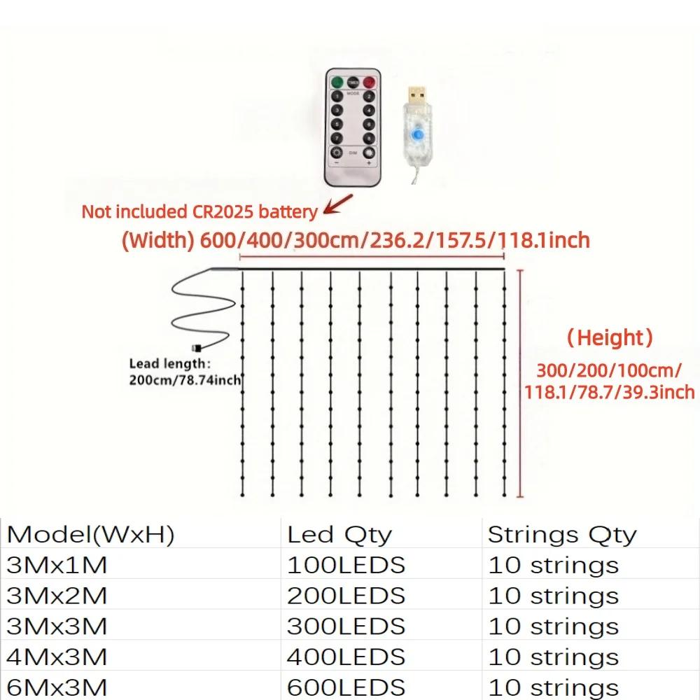 Christmas Lights LED Fairy String Curtain Lights 8 Mode Remote USB Festoon Christmas Decor For Home Holiday  Year Lamp