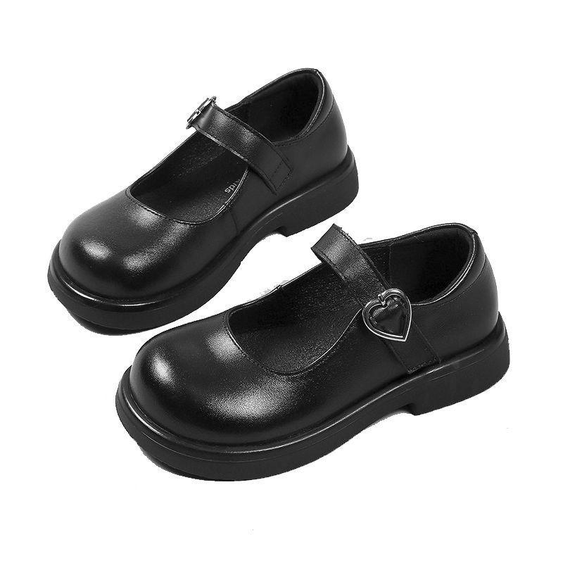 

Girls Black Leather Soft Sole Princess Shoes, Spring/Autumn 2025 - Square Toe Flat Heel for Students 26 - Length 16.8 CM чёрный
