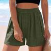 Ladies' Color Loose Linen Casual Pocket High Waisted Beach Shorts