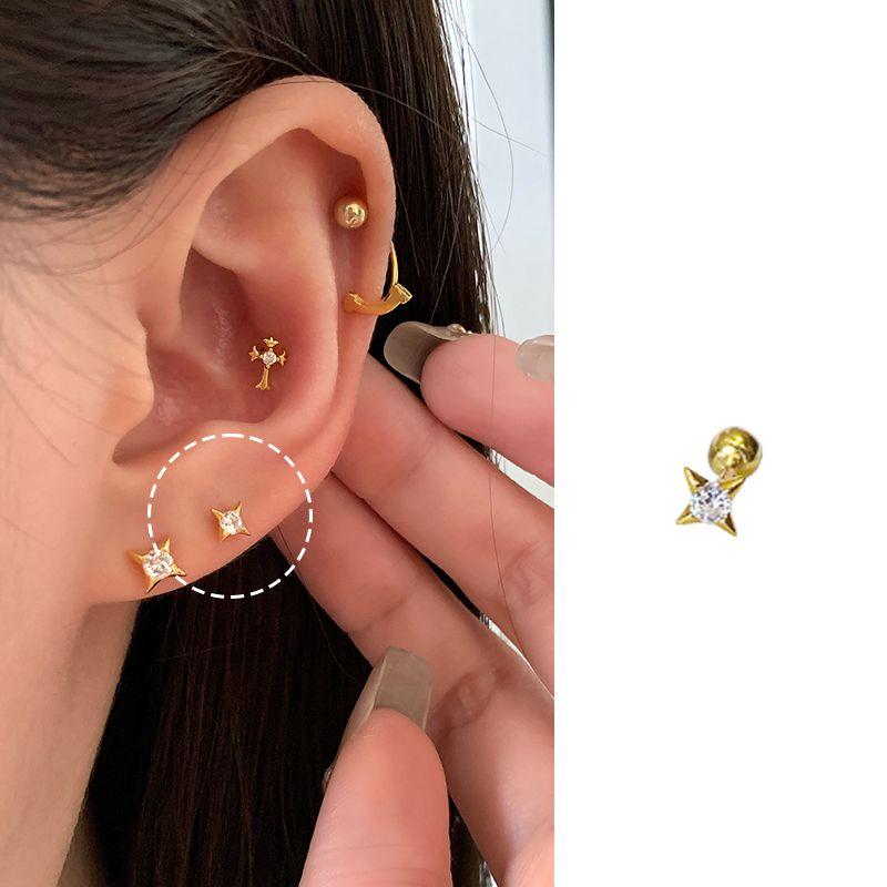 

Jinyu Secret | Ringring Store New Arrival Ear Bone Stud S925 Sterling Silver Stud Earrings Ear-Caring Golden Ear Ear Bone Pin Gold small size 1 star