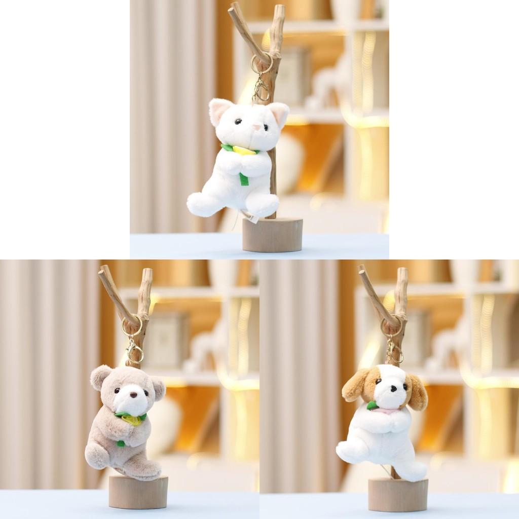 Cat Dog Bear Plush Toy Keychain Backpack Decorations Pendant Gift Cartoon Doll