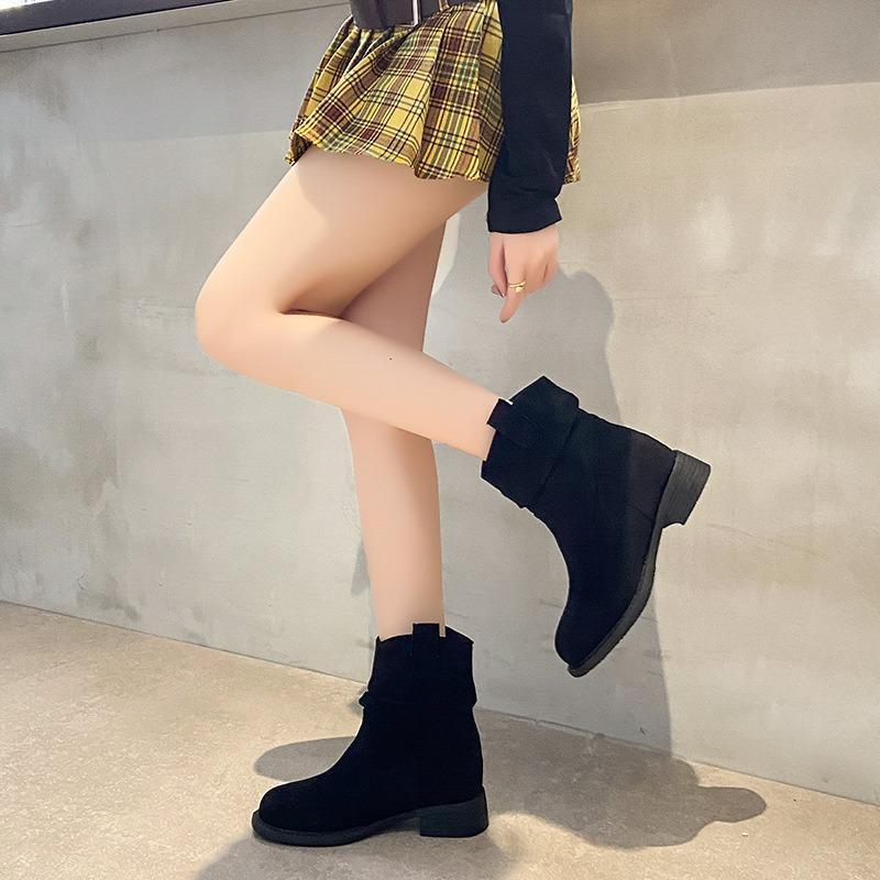 Niche retro western cowboy boots women's autumn new Maillard stack boots women's thick heel short Martin boots
