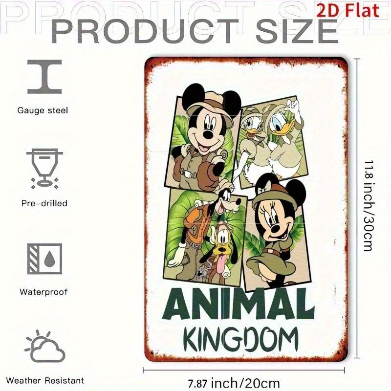 2D Flat, 1pc Disney Animal Kingdom Metal Wall Art - 20.32x30.48 cm Vintage-Style Iron Hanging Decor with Classic Disney Characte