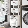 Foldable Dirty Clothes Basket Movable Storage Baskets Laundry Basket Clothes Storage Rack Storage Basket Bathroom Organizer