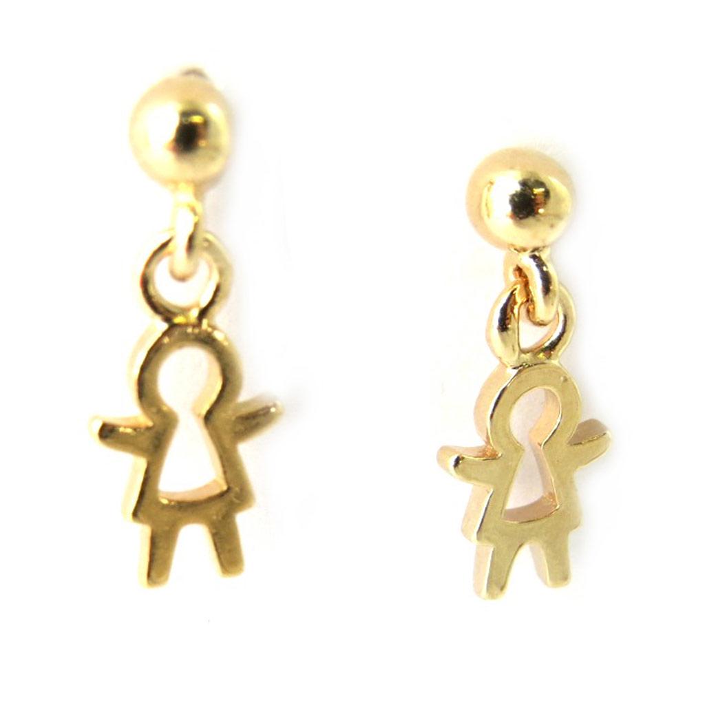 Les Trésors De Lily [M7612] - Boucles plaqué or 'Filles' Doré - 15x6 mm