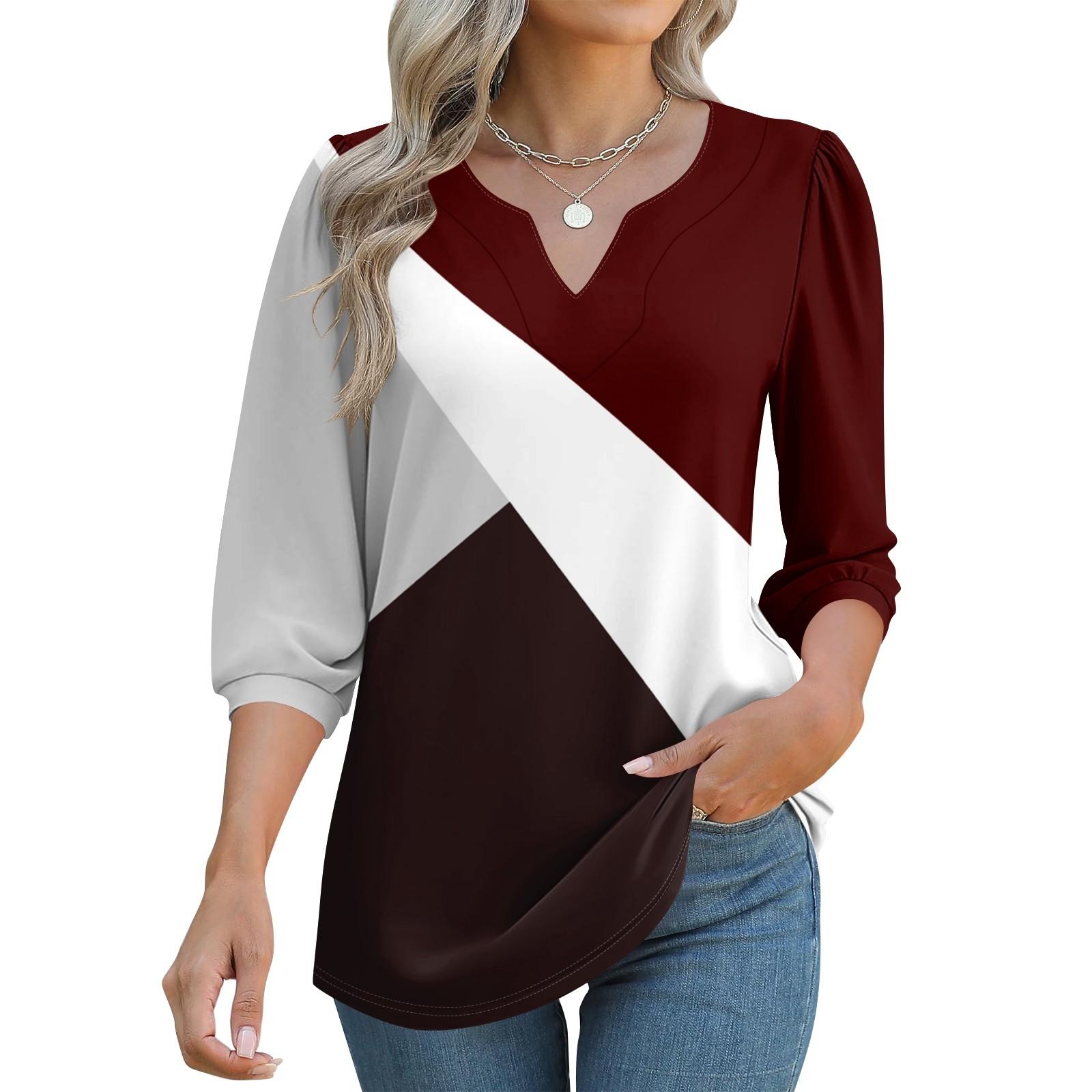 

Women s 3/4 Sleeve Shirts Graphic Tees Shirts Casual Basic Tops Pullovers XL червоний
