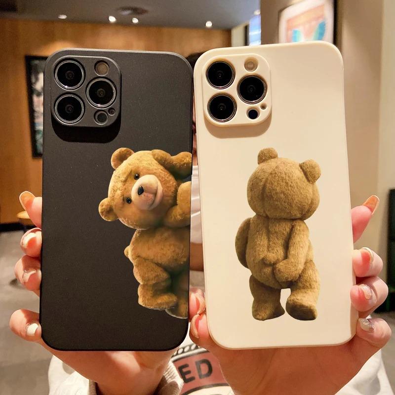 Teddybär Handyhülle Für iPhone 11 12 13 14 15 16 Pro Max Plus Mini 7 8 SE X XS XR Weiche Silikonhülle Abdeckung