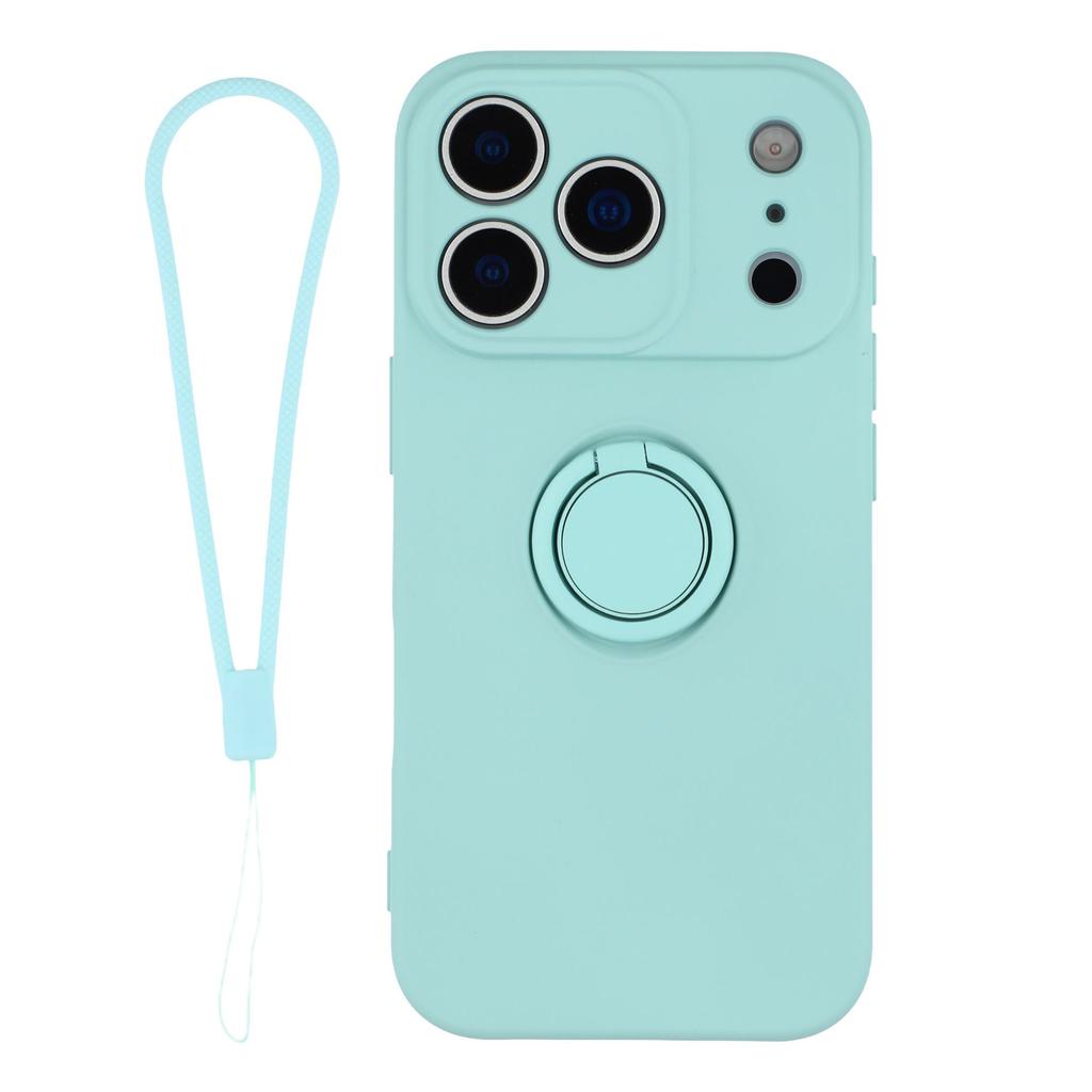 For iPhone 17 Pro Silicone Case with Strap Ring Kickstand Phone Cover