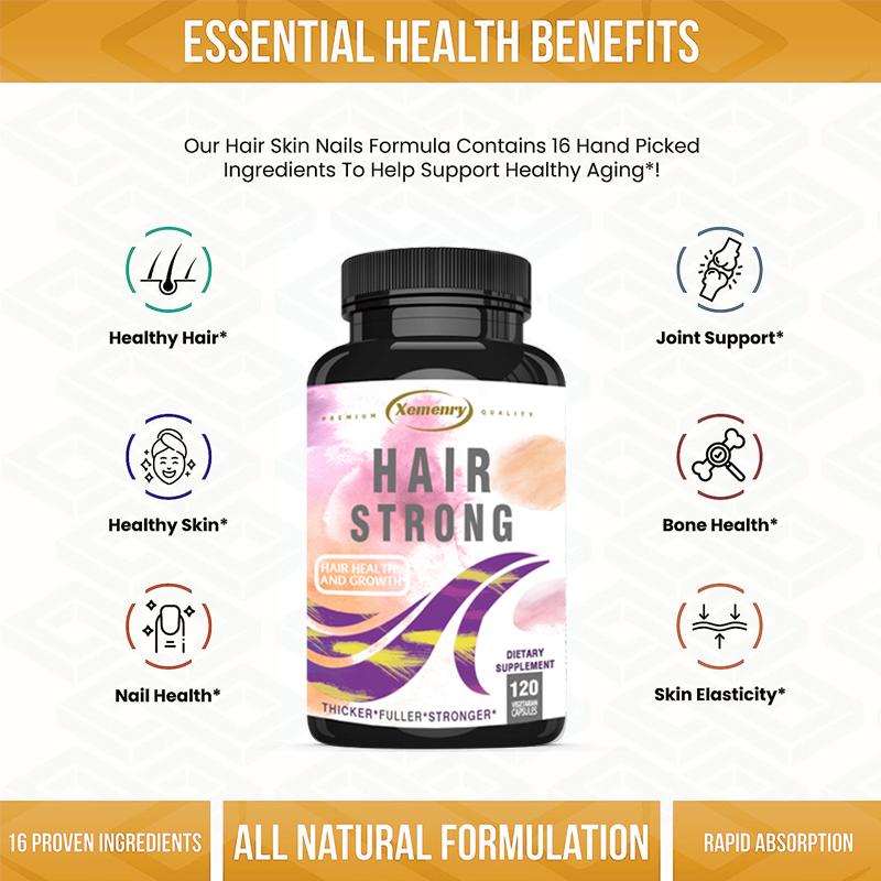 A Powerful Supplement for Strong, Healthy Hair Growth, Rich In Biotin, Keratin, and Collagen. Suitable for Both Men and Women.