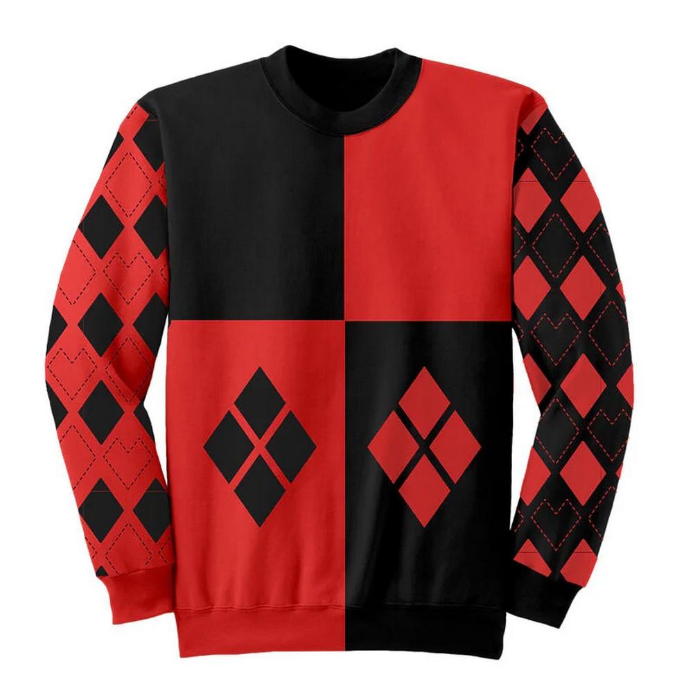Batman Unisex Adult Harley Quinn Diamond Jumper