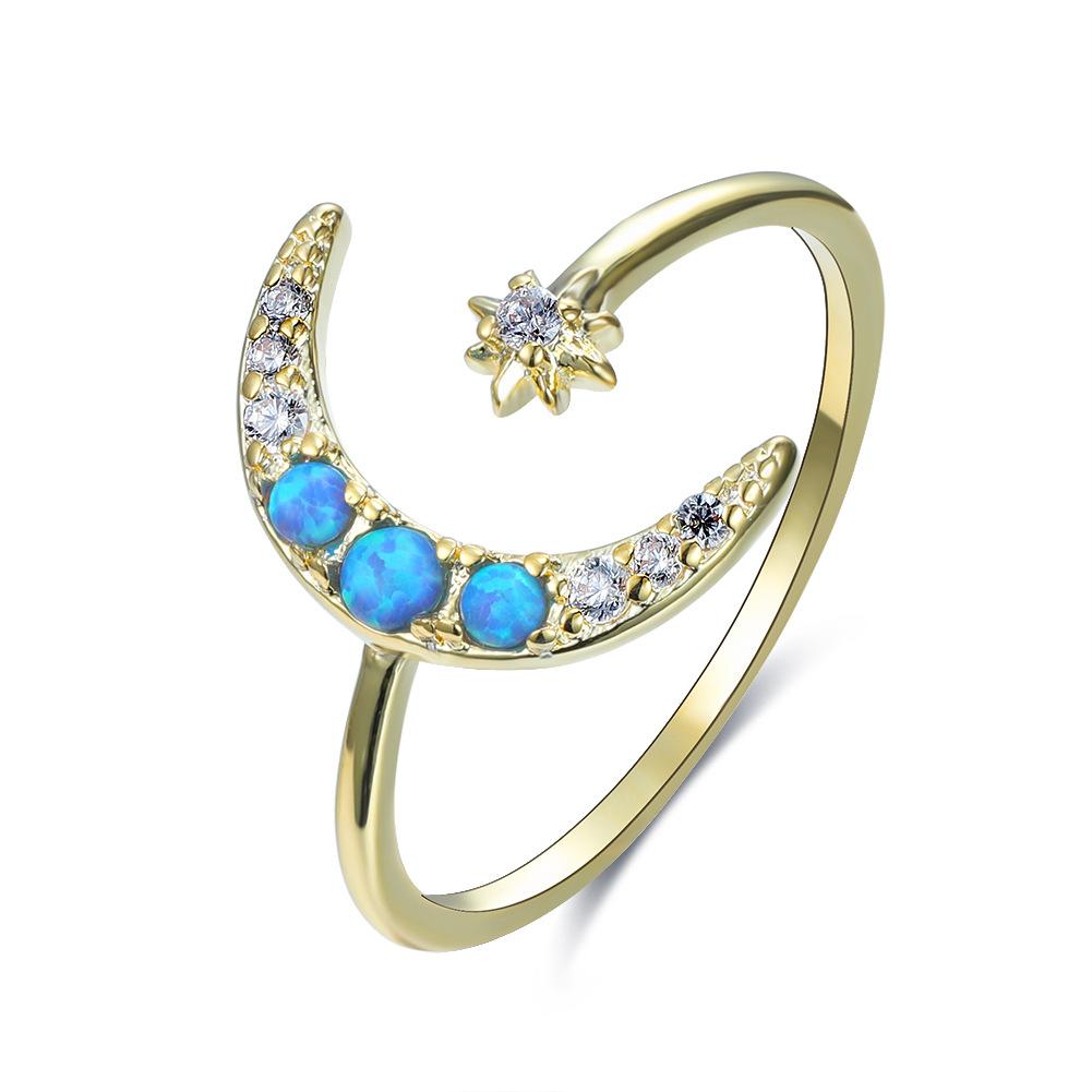 

Кольцо с открывающимся дизайном «Звезда и луна», женское, изысканный дизайн, миниатюрная ручная работа No. 10