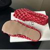 Fashion Summer Weaving Hollow Out Flat Heels Women Shoes Elegant Comfortable Casual Dress Mules Sandals