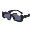Hip Hop Square Sunglasses Women Men Off Notch Hole Design White Sun Glasses Blue Ladies Vintage Eyewear UV Protection