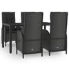 VidaXL Garden Dining Set Cushions 5pcs Black Wicker, Dining Set, Dining Set 3185055