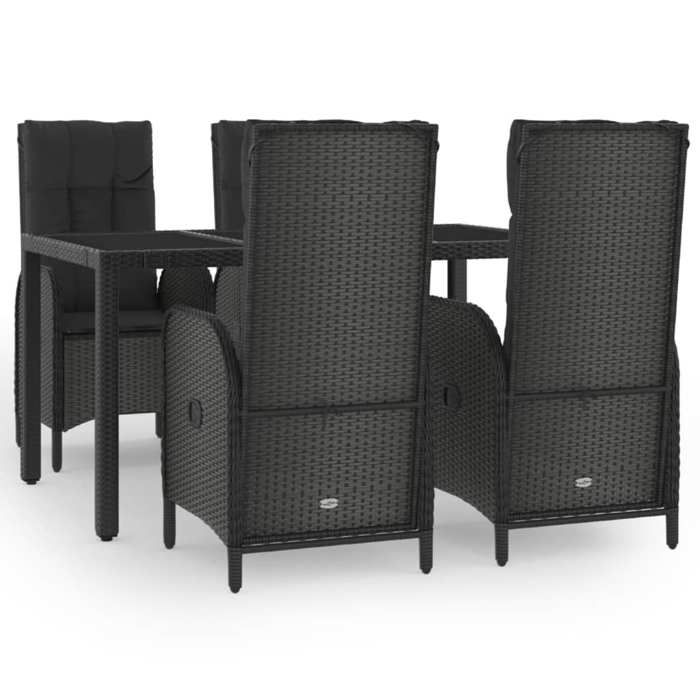 VidaXL Garden Dining Set Cushions 5pcs Black Wicker, Dining Set, Dining Set 3185055