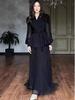 Robe de soirée élégante à col en V plissée Automne/Hiver 2026: Design Européen Long et Élégant