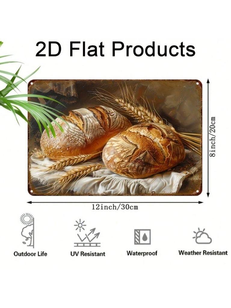 Vintage Bakery Bread Metal Wall Art Poster for Kitchen Decor