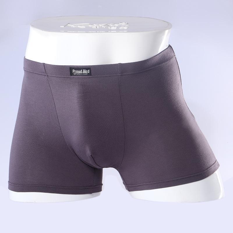 Men's Solid Color Modal Mid-Waist Breathable U-Convex Boxer Briefs