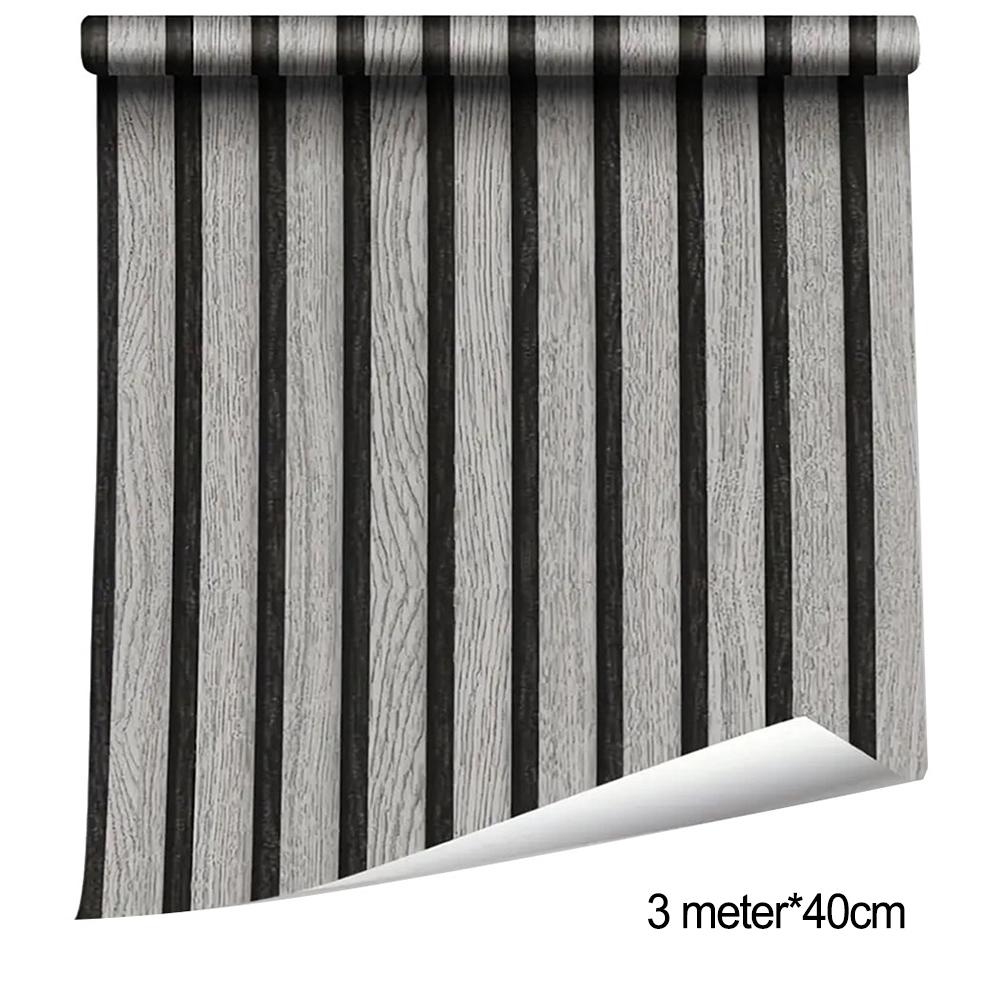 PVC Wood Slat Wallpaper Removable Peel Wallpaper Self Adhesives Wall Sticker For Kitchen Countertop Cabinet Home Decor