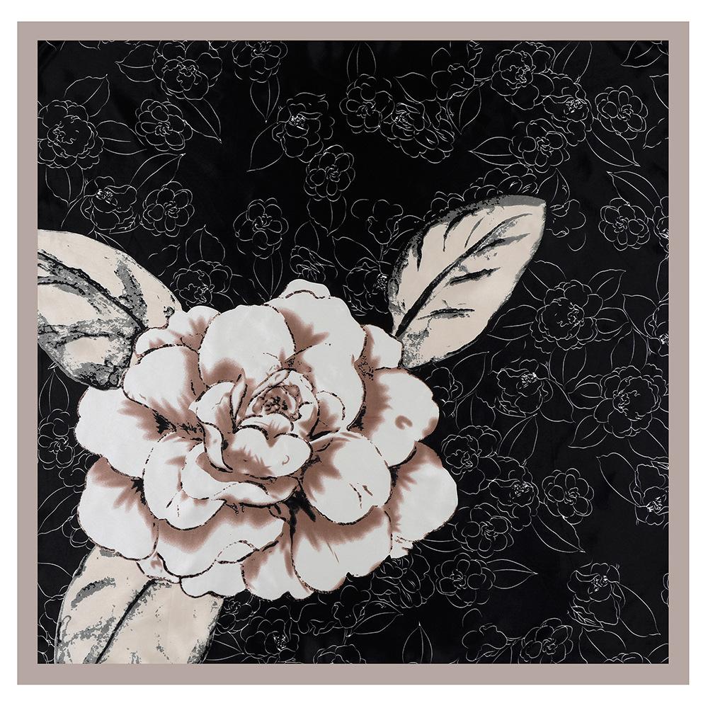 

90cm x 90cm Design Scarf Lady Shawl Rose Printed Twill Silk Felt Headscarf Scarf Lady Headscarf Square Scarf Lady Wrap Scarf 90x90cm