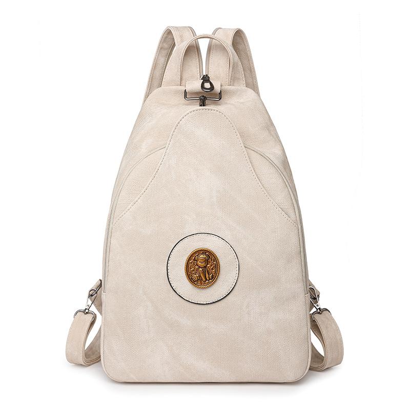 Retro Large Capacity PU Backpack Women's Chest Bag