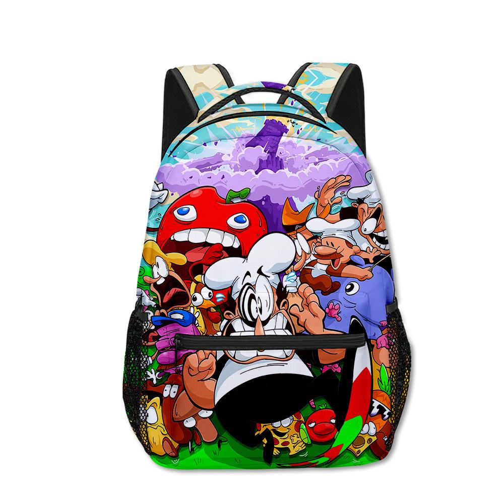 Kpop Jugendliche Schultaschen Unisex Pizzaturm Pfeffermann Reisetaschen 3D-Druck Oxford Wasserdicht Notizbuch Schulterrucksäcke
