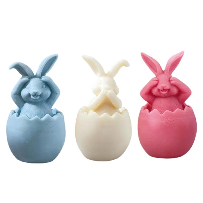 Long-Eared Egg Rabbit Plaster Doll-Silicone Mold Homemade Bunny Aromatherapy Candle Mold DIY Plaster Mold Home Decor