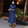 Johnature Woman Spring Personality Vintage Embroidery V-Neck Coat Niche Loose Cotton Long Sleeves Retro Coat