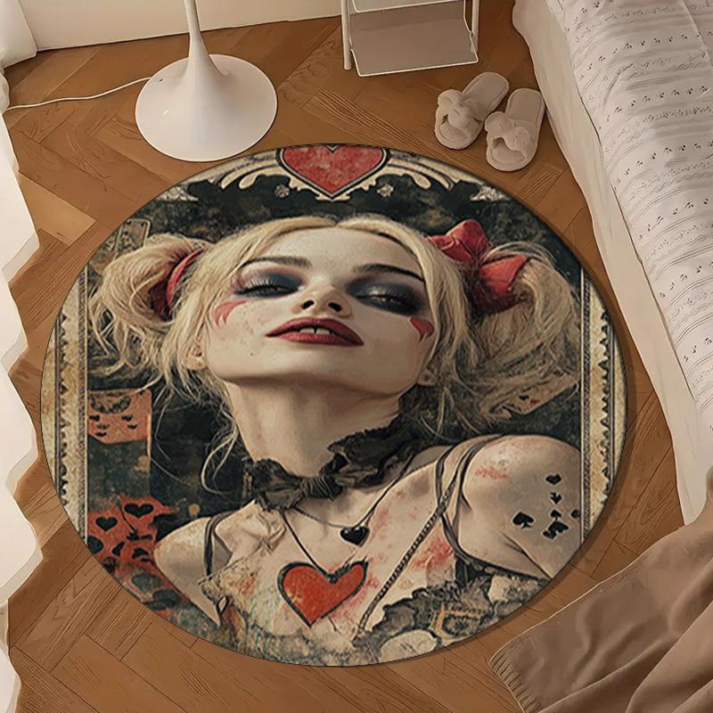 Jo-ker Floral Portrait Round Rug for Livingroom,Bedroom, Palyroom, Chair Rug, Area rug, Circle Carpet, Large Size Fan Christmas gift